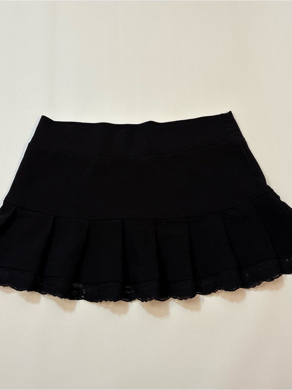 Pleated Mini Skirt with Lace Trim